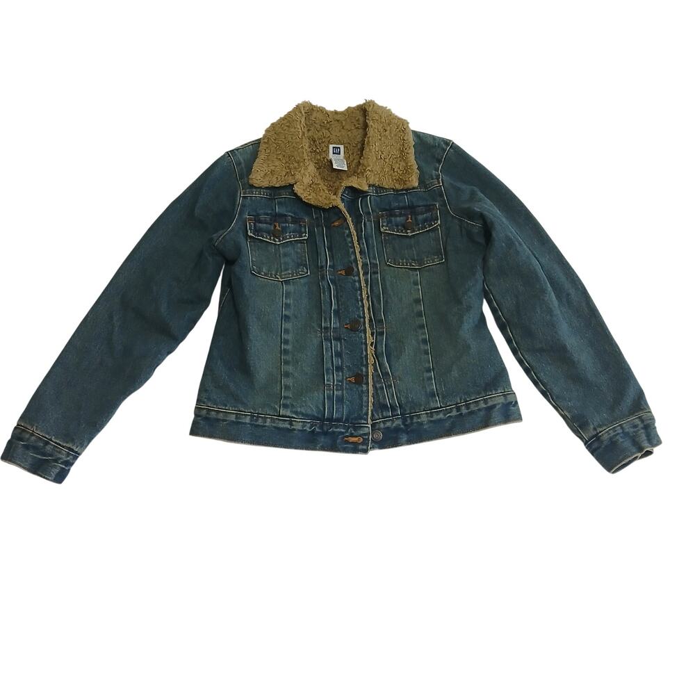 Gap Jean Jacket Womens S Sherpa Lined Denim Trucker Western Grunge 90s Y2K Indie